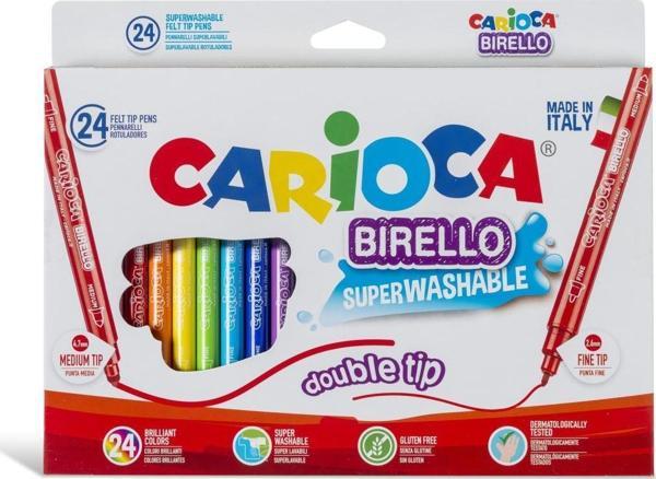 Carioca Birello Süper Yikanabilir Çift Tarafli Keçeli Boya Kalemi 24'Lü - Image 1