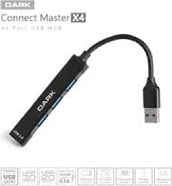 Dark DK AC USB34A 4 Port USB HUB USA-A 1XUSB-A3.0 3XUSB-A2.0 - Image 1
