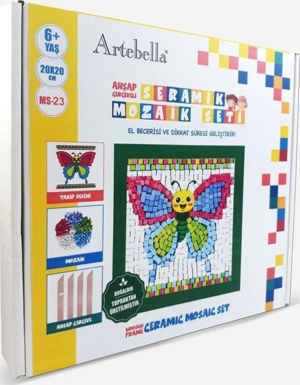 Artebella 23 I Çocuk Ahşap Çerçeveli Seramik Mozaik Set 20x20 cm - Image 1