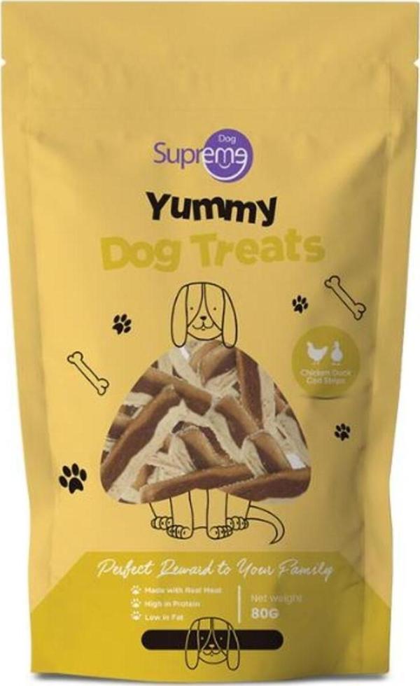 Supreme Tavuklu Ördekli  Morina Balıklı Şerit Köpek Ödül Maması 80 Gr - Image 1