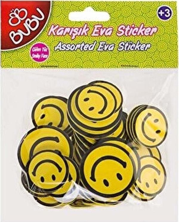 Bu-Bu Eva Sticker Sarı Gülen Surat 56 Lı St0141 - Image 1