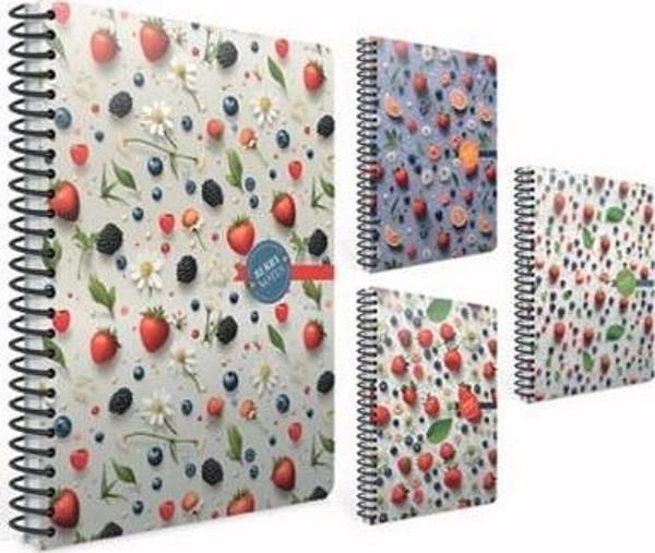 Gıpta Berry Notes Spiralli Sert Kapak Not Defteri 17X24 Cm 120 Yaprak Kareli 7215 (Karışık Renk 1 Adet) - Image 1