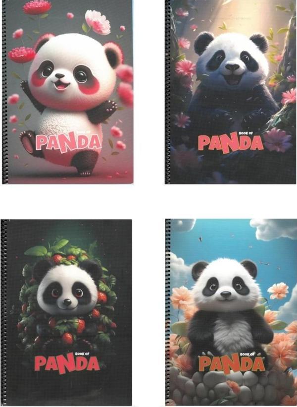 Gıpta Panda Spiralli Karton Kapak Defter A4 80 Yaprak Kareli 7088 (Karışık Renk 1 Adet) - Image 1