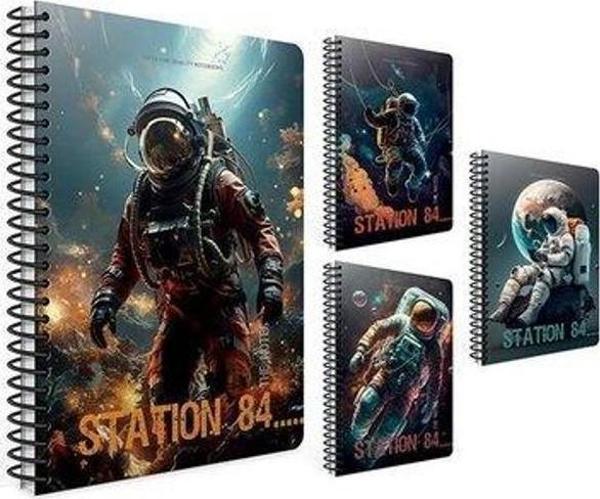 Gıpta Station Spiralli Karton Kapak Defter A4 80 Yaprak Çizgili 7179 (Karışık Renk 1 Adet) - Image 1