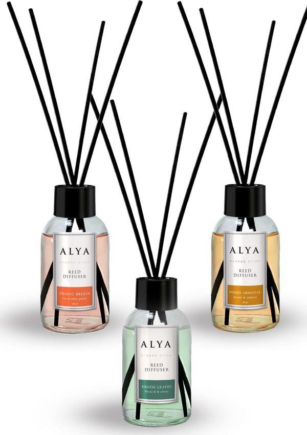 ALYA Bambu Çubuklu Oda Kokusu Egzotic Leaves ve Woody Oriental ve Tropic Breeze 100 ml x 3 Adet - Image 1