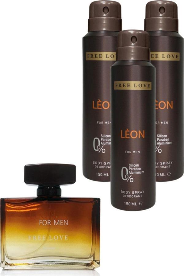 FREE LOVE Leon Edp Erkek Parfüm 100 ml Ve Deodorant 150 ml 3 Adet - Image 1