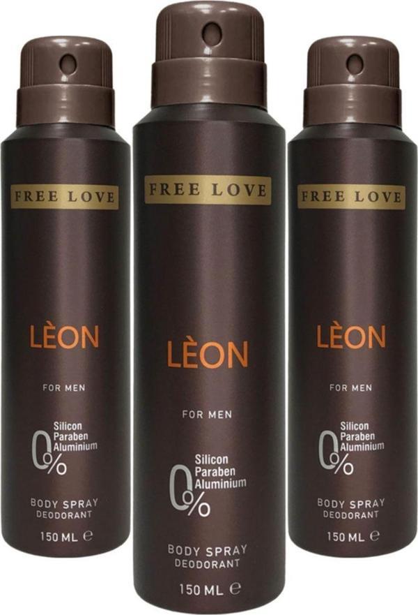 FREE LOVE Leon Erkek Deodorant 150 ml 3 Adet - Image 1