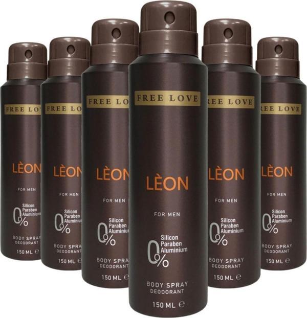 FREE LOVE Leon Erkek Deodorant 150 ml 6 Adet - Image 1