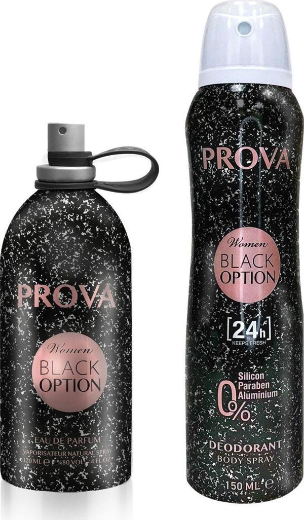 Prova Black Option Edp Kadın Parfüm 120 ml  Ve Deodorant 150 ml - Image 1