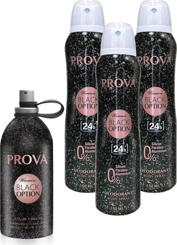 Prova Black Option Edp Kadın Parfüm 120 ml Ve Deodorant 150 ml  3 Adet - Image 1