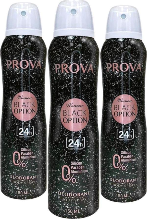 Prova Black Option Kadın Deodorant 150 ml 3 Adet - Image 1