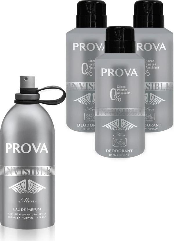 Prova Invisible Edp Erkek Parfüm 120 ml  Ve Deodorant 150 ml 3 Adet - Image 1