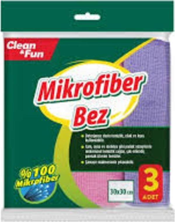 Clean & Fun Mikrofiber 3 Lü Temizlik Bezi 30X30Cm 2 Paket - Image 1