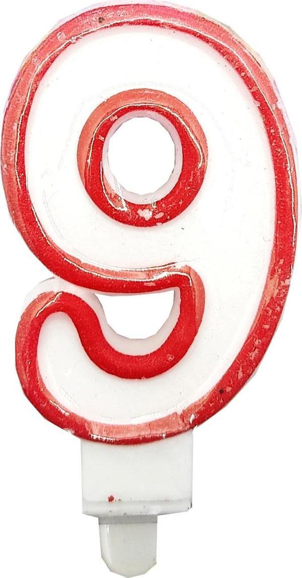 Dokuz Rakamlı Doğum Günü Pasta Mumu ( 7X3 cm) - Sayılı Mum - Pasta Süsü  - Image 1