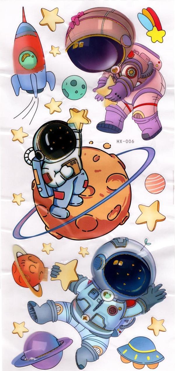Duvar Sticker Kabartmalı 3 Boyutlu Sticker, 3d Duvar Stiker (HX006) 55x25 cm - Astronot Uzay - Image 1