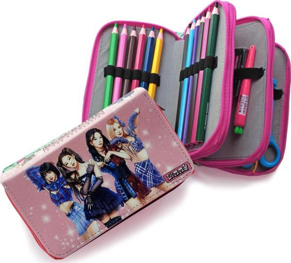 Kalem Kutusu BlackPink Blink Revo Organizer Kalemkutu Vegan Deri Üç Bölmeli Kalemlik - Image 1
