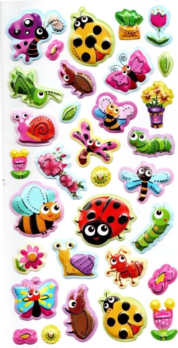 Sticker Kabartmalı Stiker Defter, Planlayıcı Etiket (limlra-002) - 17X9 cm - Sevimli Böcekler - Image 1