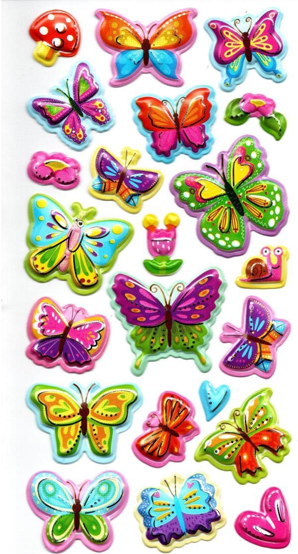 Sticker Kabartmalı Stiker Defter, Planlayıcı Etiket (limlra-007) - 17X9 cm - Kelebekler - Image 1