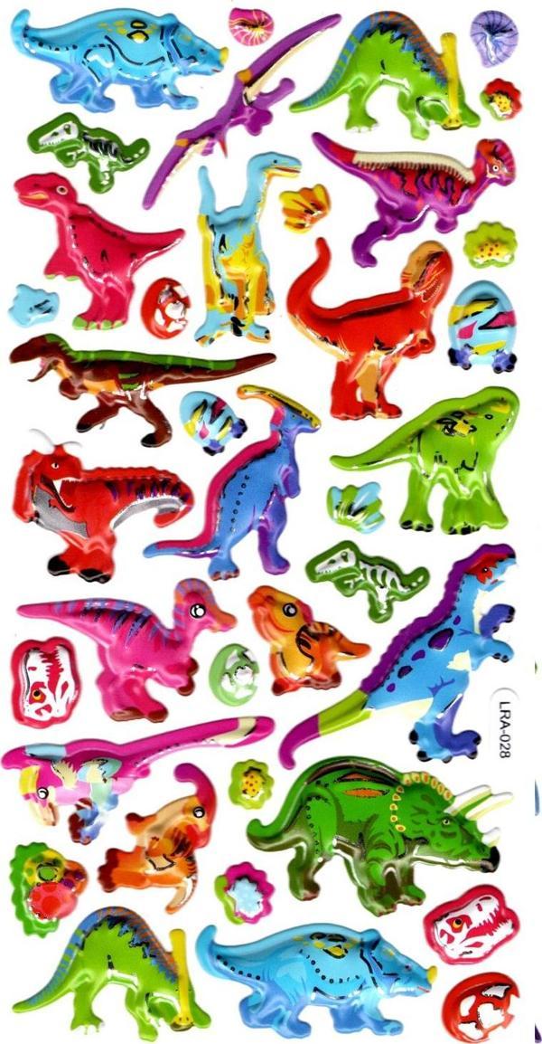Sticker Kabartmalı Stiker Defter, Planlayıcı Etiket (limlra-028) - 17X9 cm - Renkli Dinazorlar - Image 1