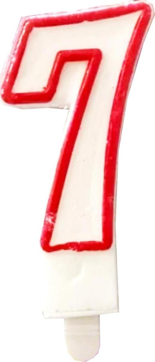 Yedi Rakamlı Doğum Günü Pasta Mumu ( 7X3 cm) - Sayılı Mum - Pasta Süsü  - Image 1