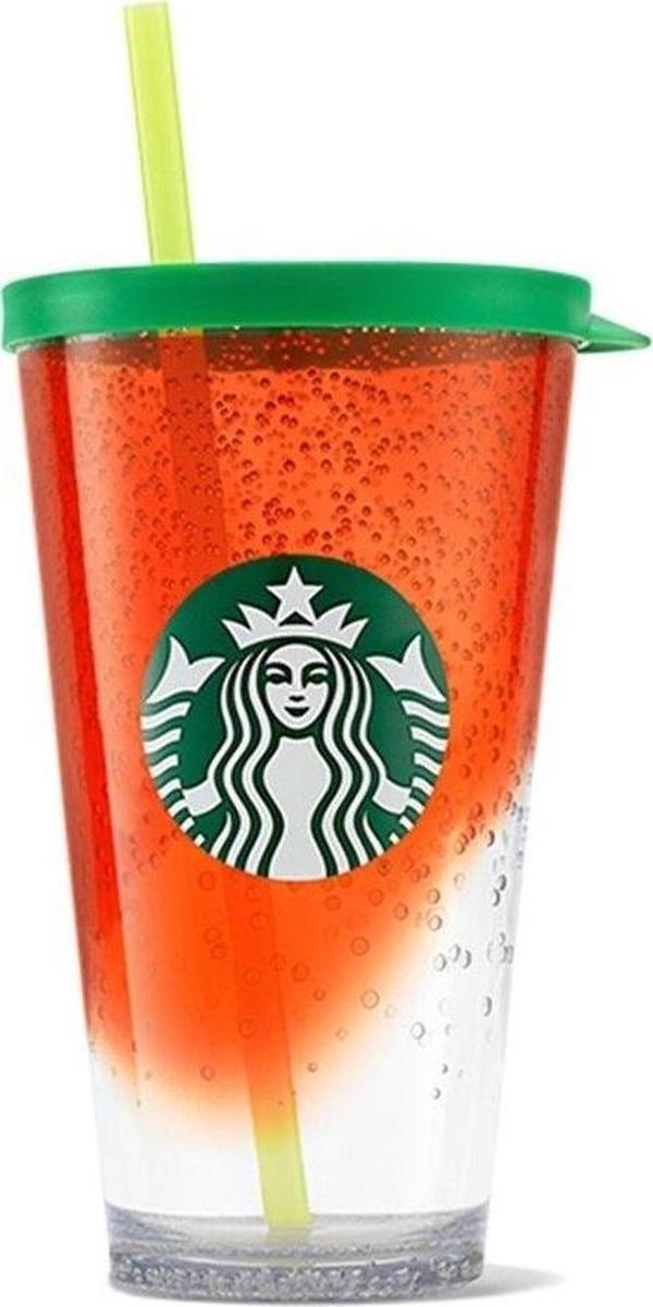 Starbucks ® Baloncuk Desenli Plastik Soğuk Içecek Bardağı - Turuncu - 680 Ml - Image 1