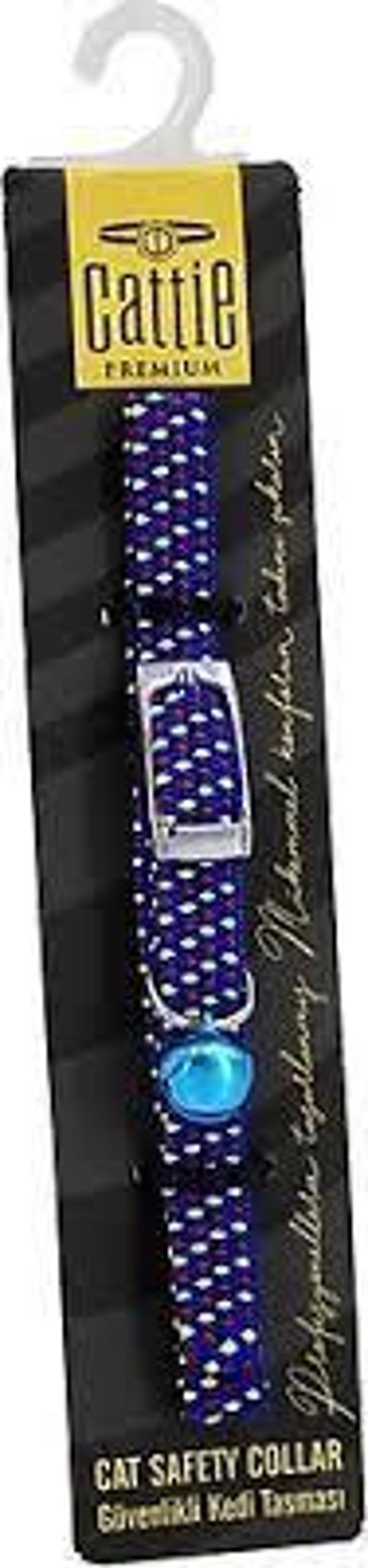 CATTİE LASTİKLİ KEDİ BOYUN TASMASI MAVİ 1X20-30CM - Image 1