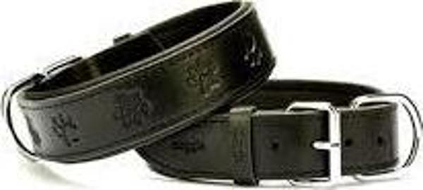 DOGGİE KONFOR DERİ PATİ DESENLİ BOYUN TASMASI SİYAH 3X42-50CM - Image 1