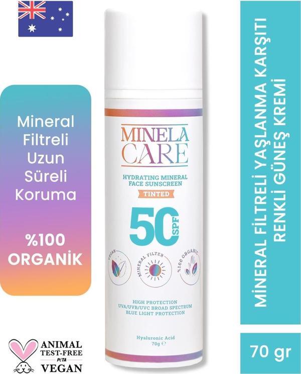 Minela Care Hydrating Organik Mineral Filtreli Renkli Yüz Güneş Kremi SPF 50 70gr PA++++ - Image 1