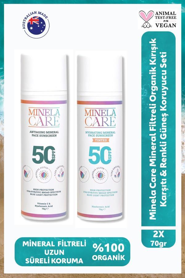 Minela Care Mineral Filtreli Organik Kırışık Karşıtı + Renkli Güneş Koruyucu Seti PA++++ - Image 1