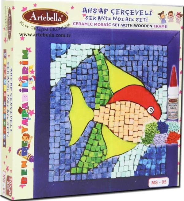 Artebella 05 I Çocuk Ahşap Çerçeveli Seramik Mozaik Set 20x20 cm - Image 1