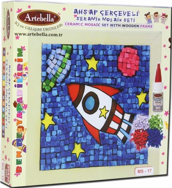 Artebella 17 I Çocuk Ahşap Çerçeveli Seramik Mozaik Set 20x20 cm - Image 1