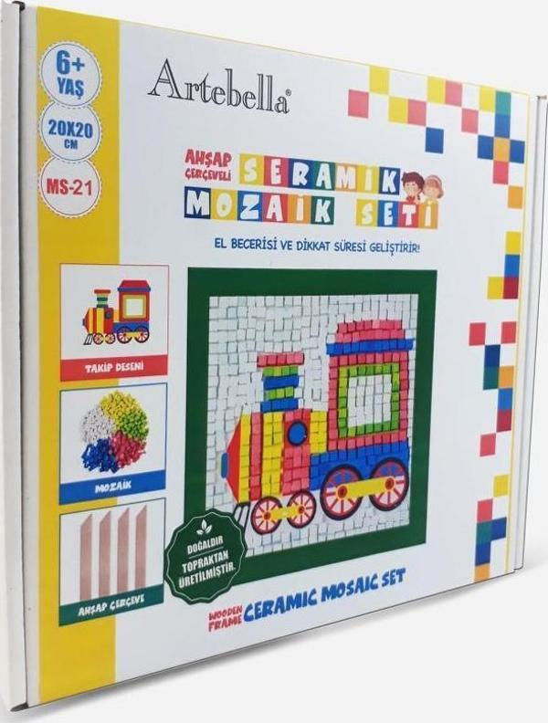 Artebella 21 I Çocuk Ahşap Çerçeveli Seramik Mozaik Set 20x20 cm - Image 1