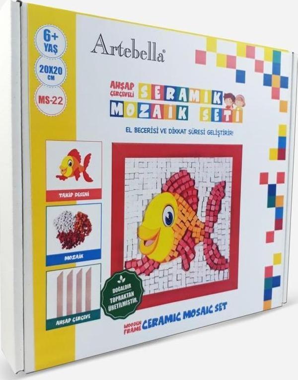 Artebella 22 I Çocuk Ahşap Çerçeveli Seramik Mozaik Set 20x20 cm - Image 1