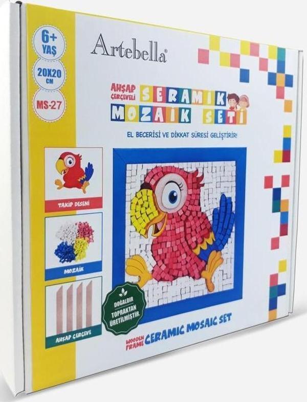 Artebella 27 I Çocuk Ahşap Çerçeveli Seramik Mozaik Set 20x20 cm - Image 1