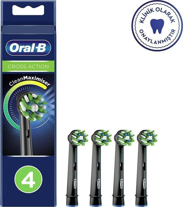 Oral-B Cross Action Clean&Maximiser Şarjlı Diş Fırçası Yedek Başlığı Siyah 4'lü - Image 1