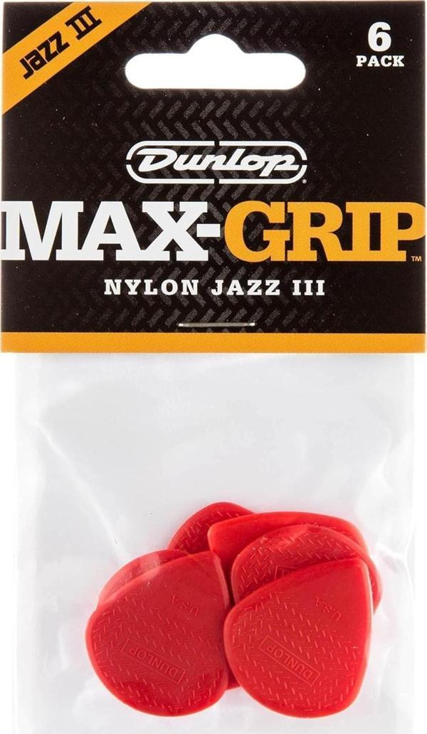 Jim Dunlop 471P3N Nyl Max Grip Jazz III 6'lı Paket Pena (Kırmızı) - Image 1