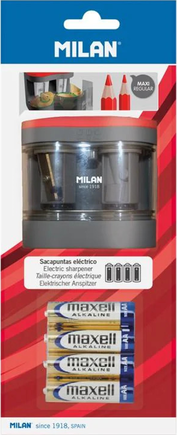 MILAN BWM10278 MAXI ELEKTRİKLİ GRİ Kalemtıraş BLISTER - Image 1