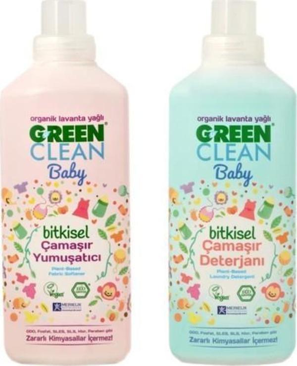 Green Clean Baby Çamaşır Deterjanı 1 Lt Baby Yumuşatıcı 1 Lt - Image 1