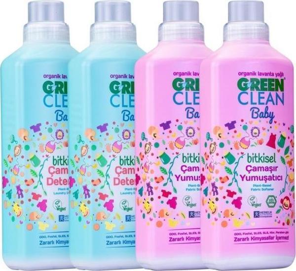 Green Clean Baby Çamaşır Deterjanı 1 lt. + Çamaşır Deterjanı 1 lt*2 Baby yumuşatıcı 1lt*2 - Image 1