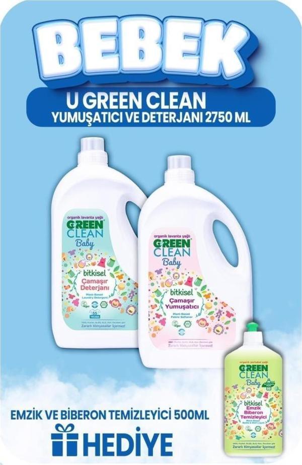 Green Clean Baby Çamaşır Deterjanı Ve Yumuşatıcı 2750 Ml, Emzik Temizleyici Hediye - Image 1
