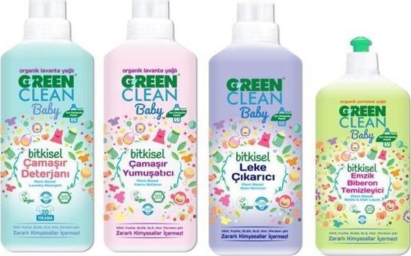 Green Clean Baby Organik Bitkisel Çamaşır Detarjanı + Yumuşatıcı + Leke Çıkarıcı + Emzik Biberon Temizleyici - Image 1