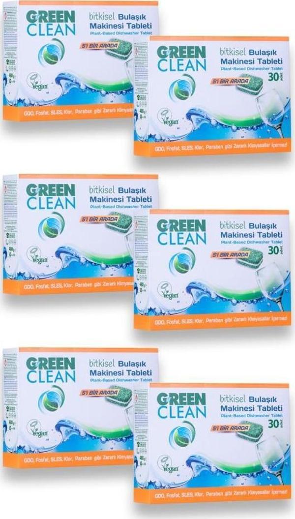 Green Clean Bitkisel Bulaşık Makinesi Tableti 30 Adet 6'lı - Image 1