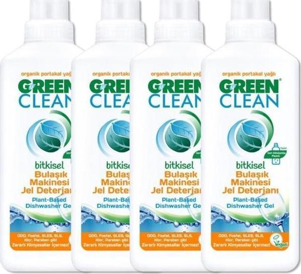 Green Clean Organik Portakal Yağlı Bitkisel Bulaşık Makinesi Jel Deterjanı 1000 Ml 4'lü - Image 1
