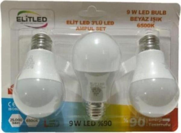 Elitled Elit Led 3'Lü Ampul Set 9W Ampul - Image 1