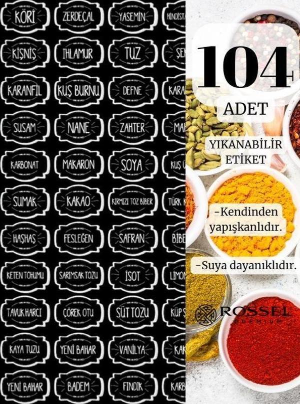 Rossel Premium Mutfak Etiketi Siyah Şeffaf GLD0317 - Image 1
