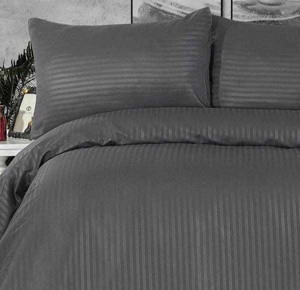 Miabella Home Çift Kişilik Çizgili Saten Nevresim Takımı 12717 - Image 1