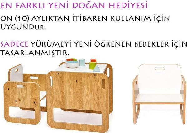 Minera 0-18 Ay Serçe Montessori Ahşap Çocuk Oyun, Çalışma, Aktivite Masası Ve Sandalyesi Seti - Image 1