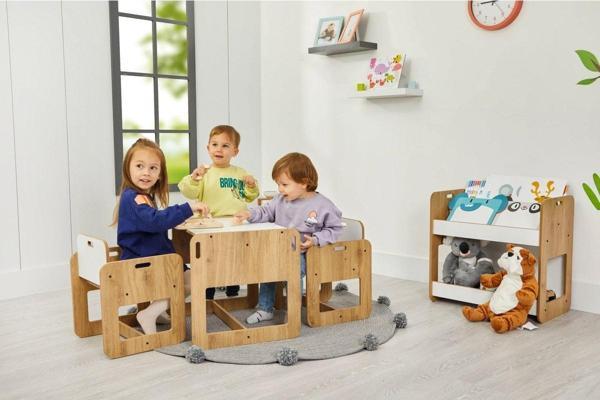 Minera 2-4 Yaş Kumru Montessori Ahşap Çocuk Oyun, Çalışma, Aktivite Masası Ve Sandalyesi - Image 1