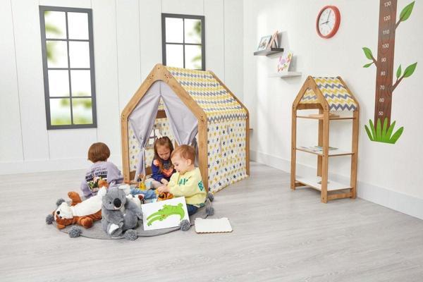 Minera 3-6 Yaş Ahşap Montessori Çocuk Oyun Evi Çadırı - Image 1
