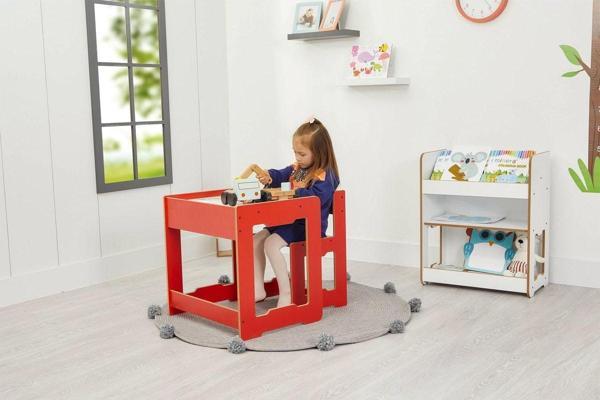Minera 4-6 Yaş Martı Montessori Ahşap Çocuk Oyun, Çalışma, Aktivite Masa Ve Sandalyesi / Kırmızı - Image 1